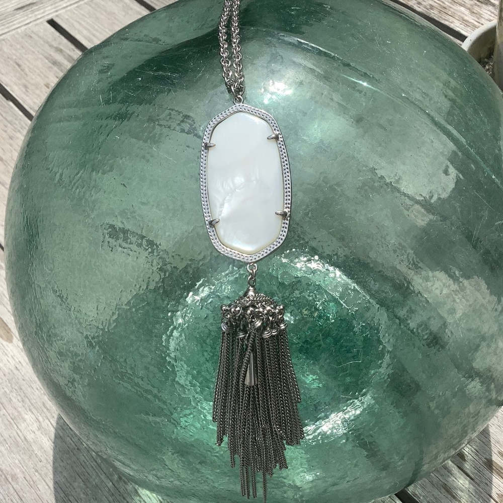 Kendra Scott White Mother of Pearl Tassel Necklace